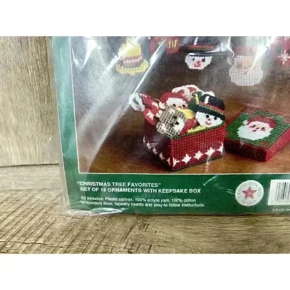 Bucilla Gallery of Stitches Christmas 18 Ornaments w/ Keepsake Box Craft Kit NEW